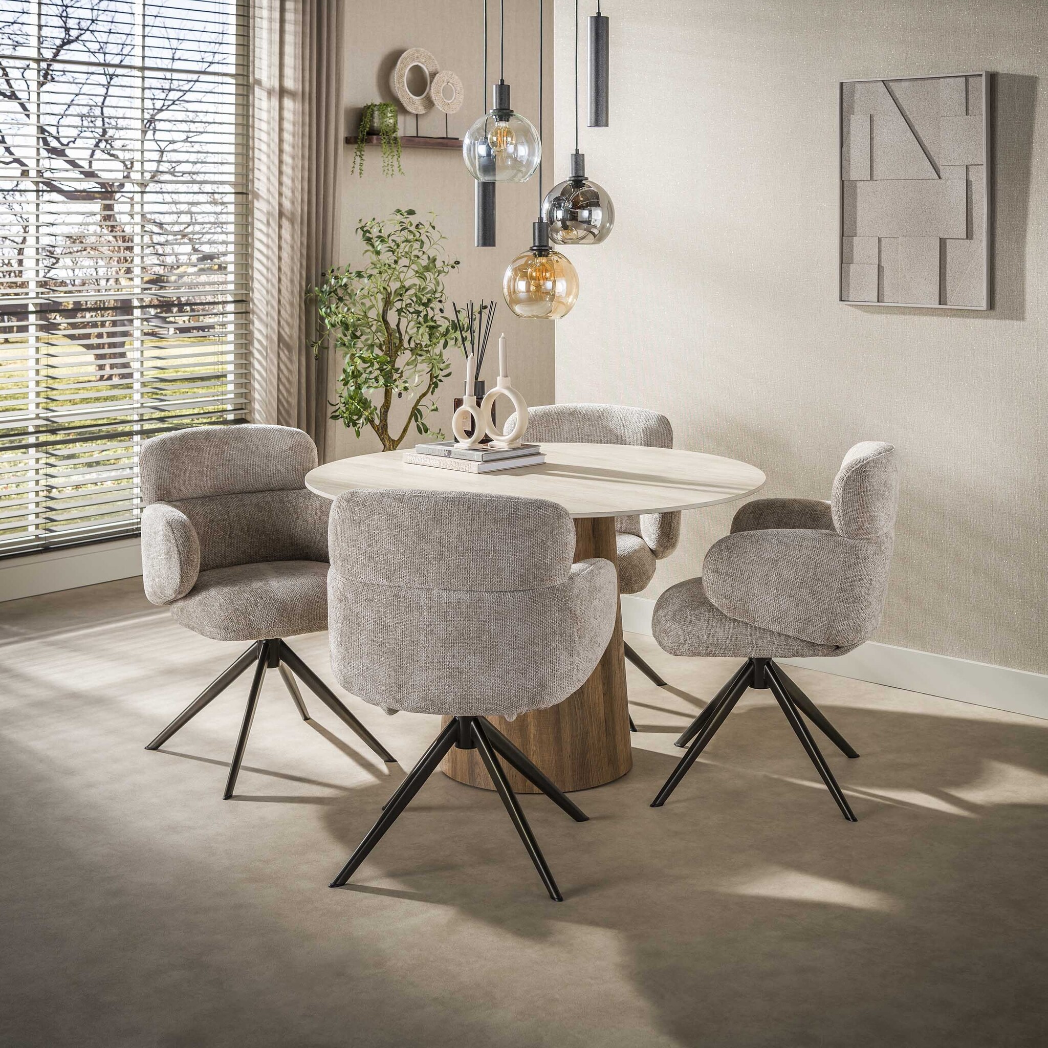 Hoyz Collection - Eetkamertafel Centro - Beige - 120x120x77 cm