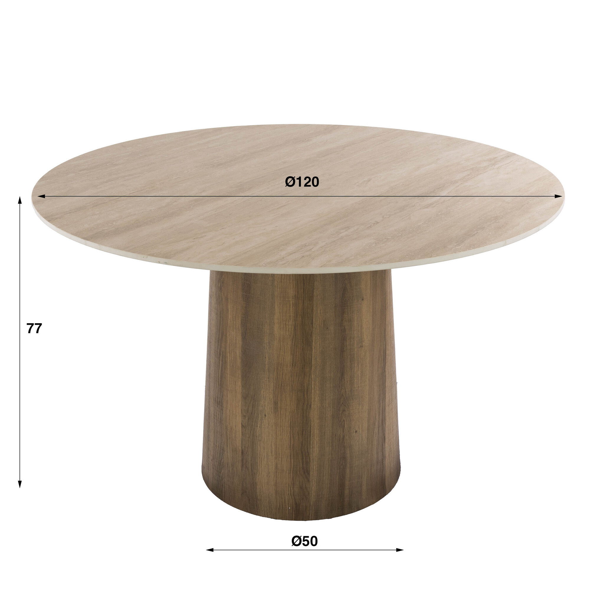 Hoyz Collection - Eetkamertafel Centro - Beige - 120x120x77 cm
