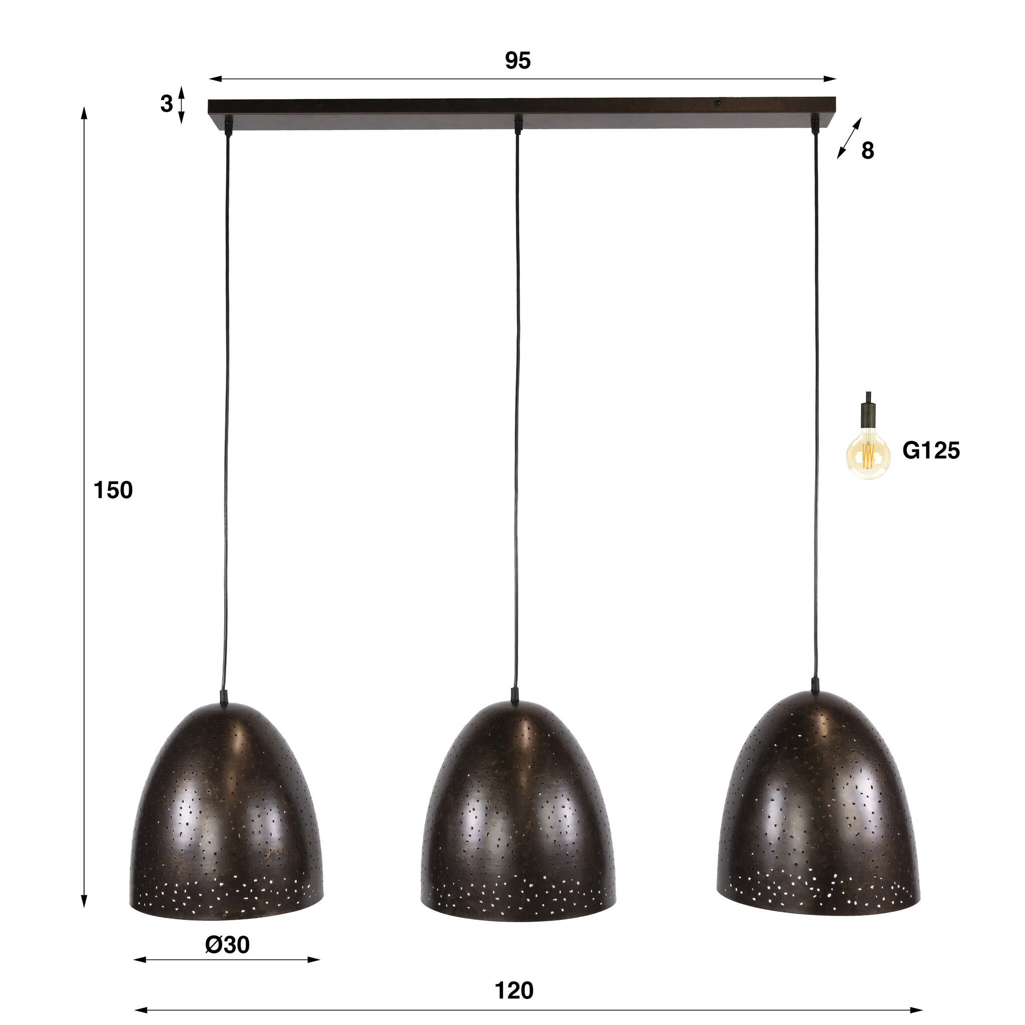 Hoyz Collection - Hanglamp Kosmos - Bruin - 30x120x150 cm