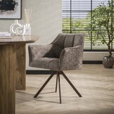 Hoyz Collection - Eetkamerstoel Raster - Taupe - 60x63x81 cm - Set van 2