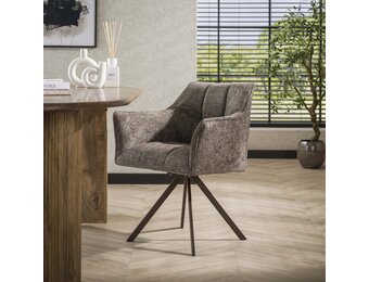 Hoyz Collection - Eetkamerstoel Raster - Taupe - 60x63x81 cm - Set van 2