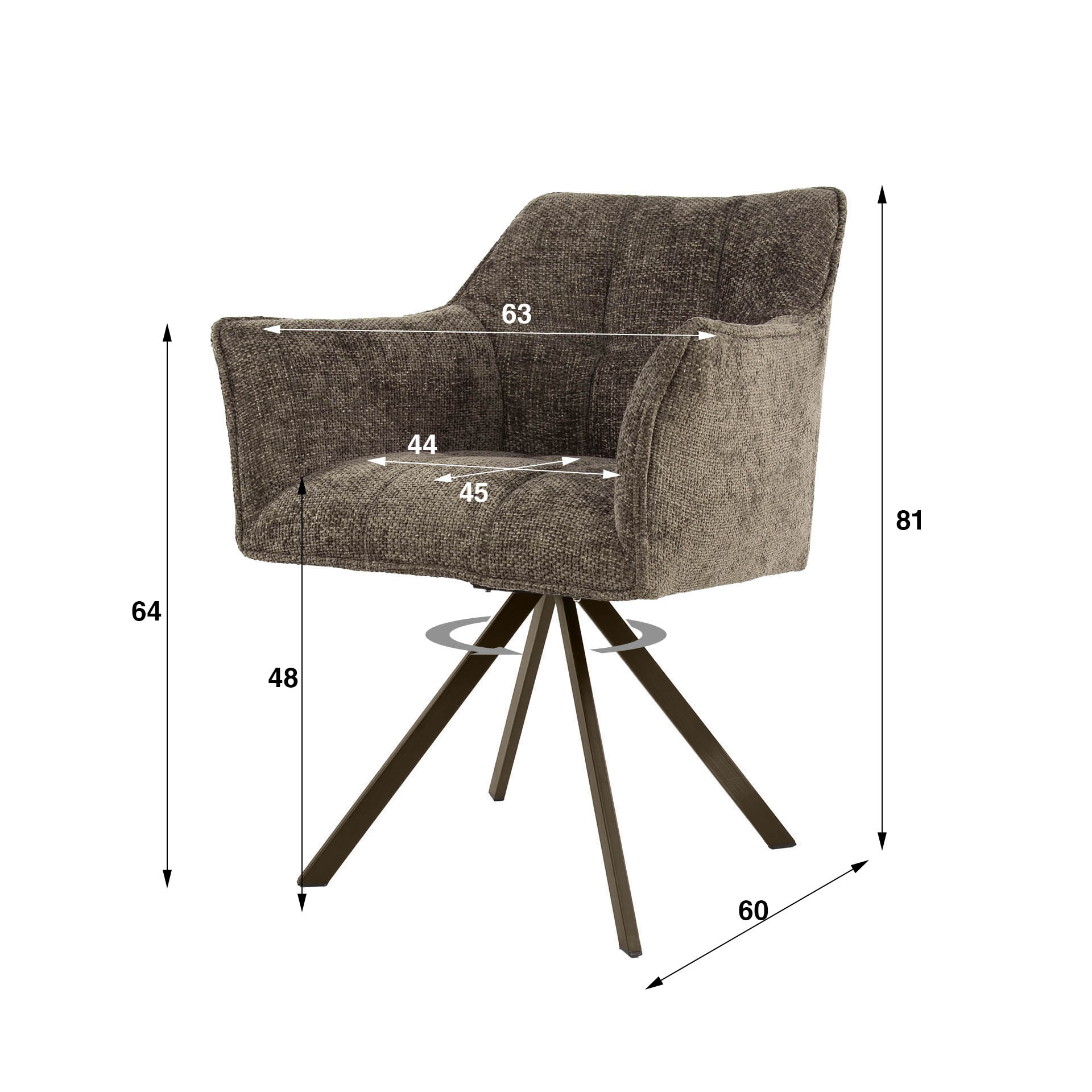 Hoyz Collection - Eetkamerstoel Raster - Taupe - 60x63x81 cm - Set van 2