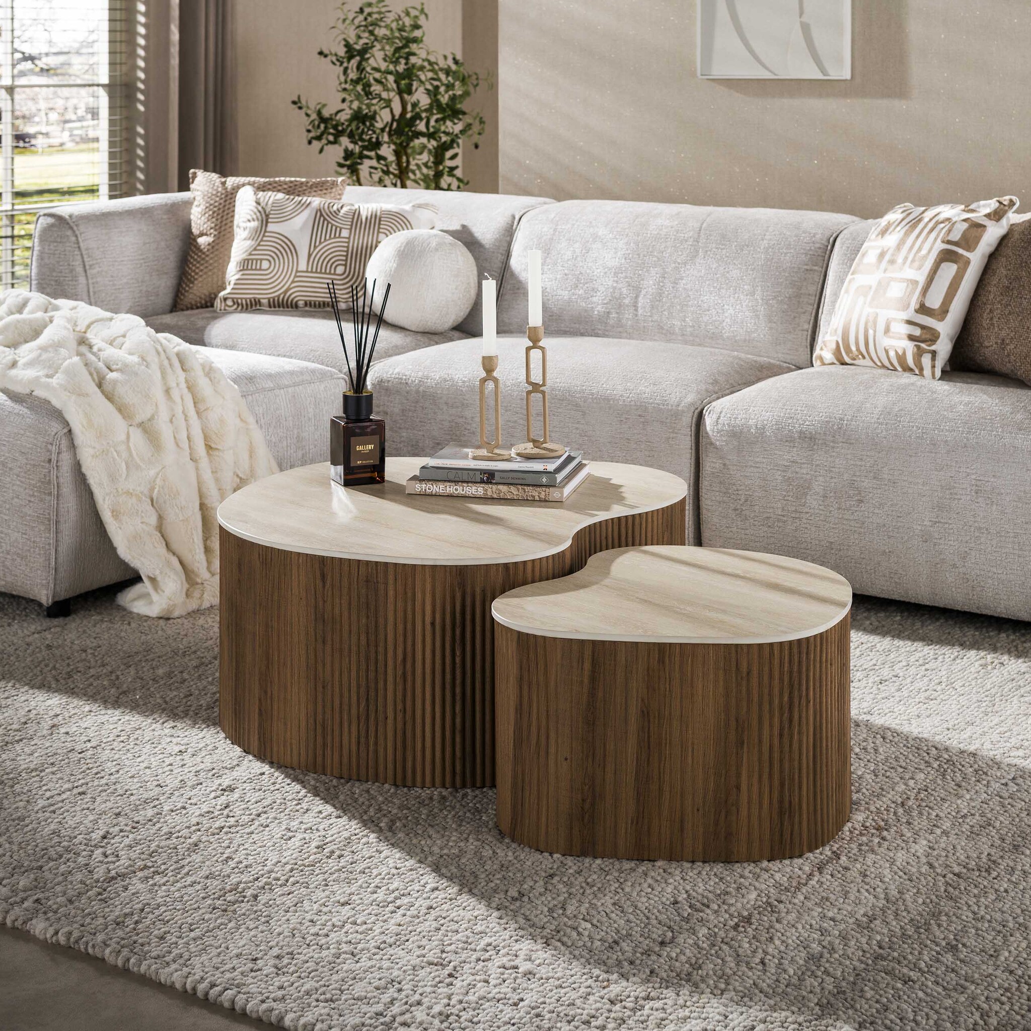 Hoyz Collection - Salontafel Ceramo Medio - Bruin - 85x90x39 cm