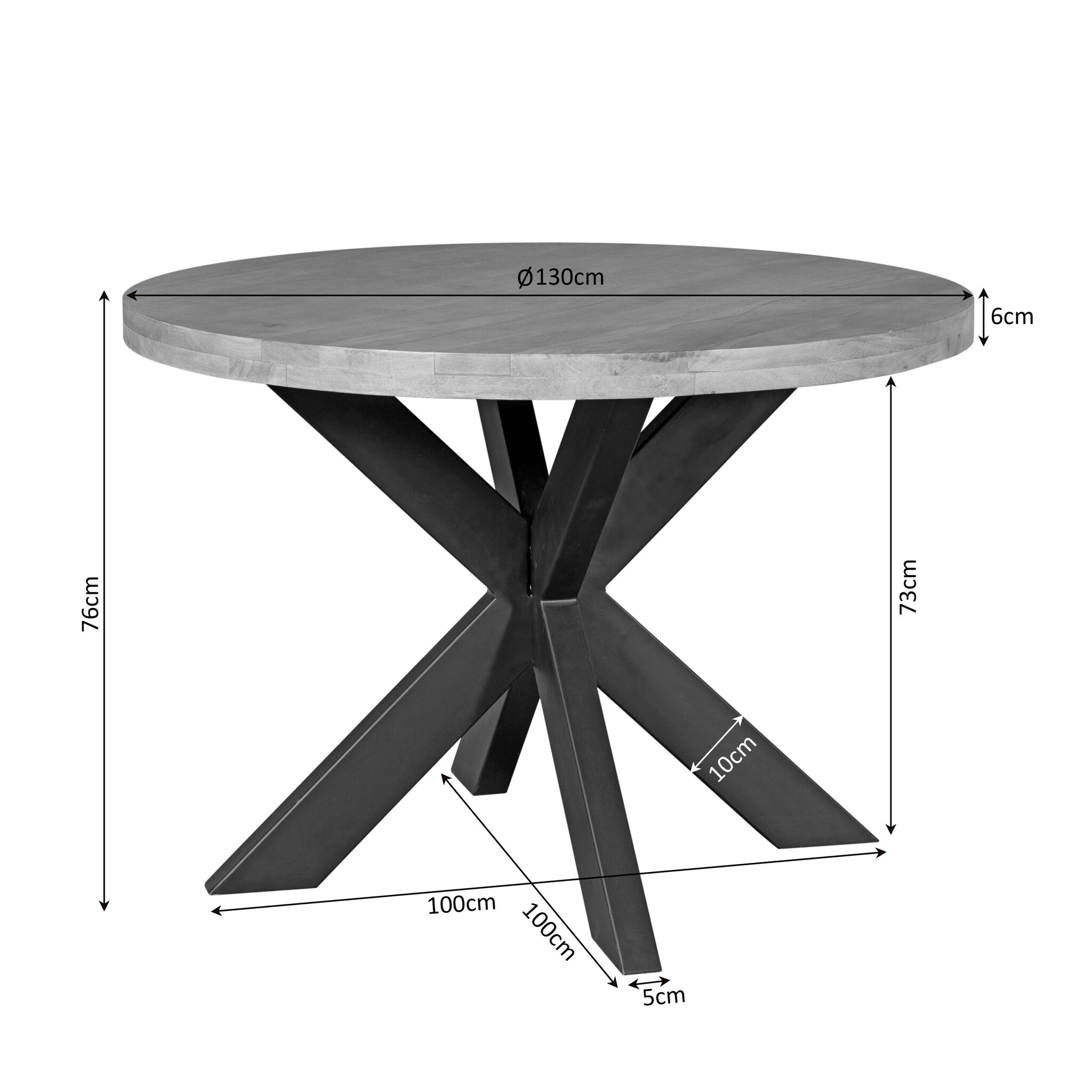 Starfurn - Eettafel Ron - Bruin - 130x130x76 cm