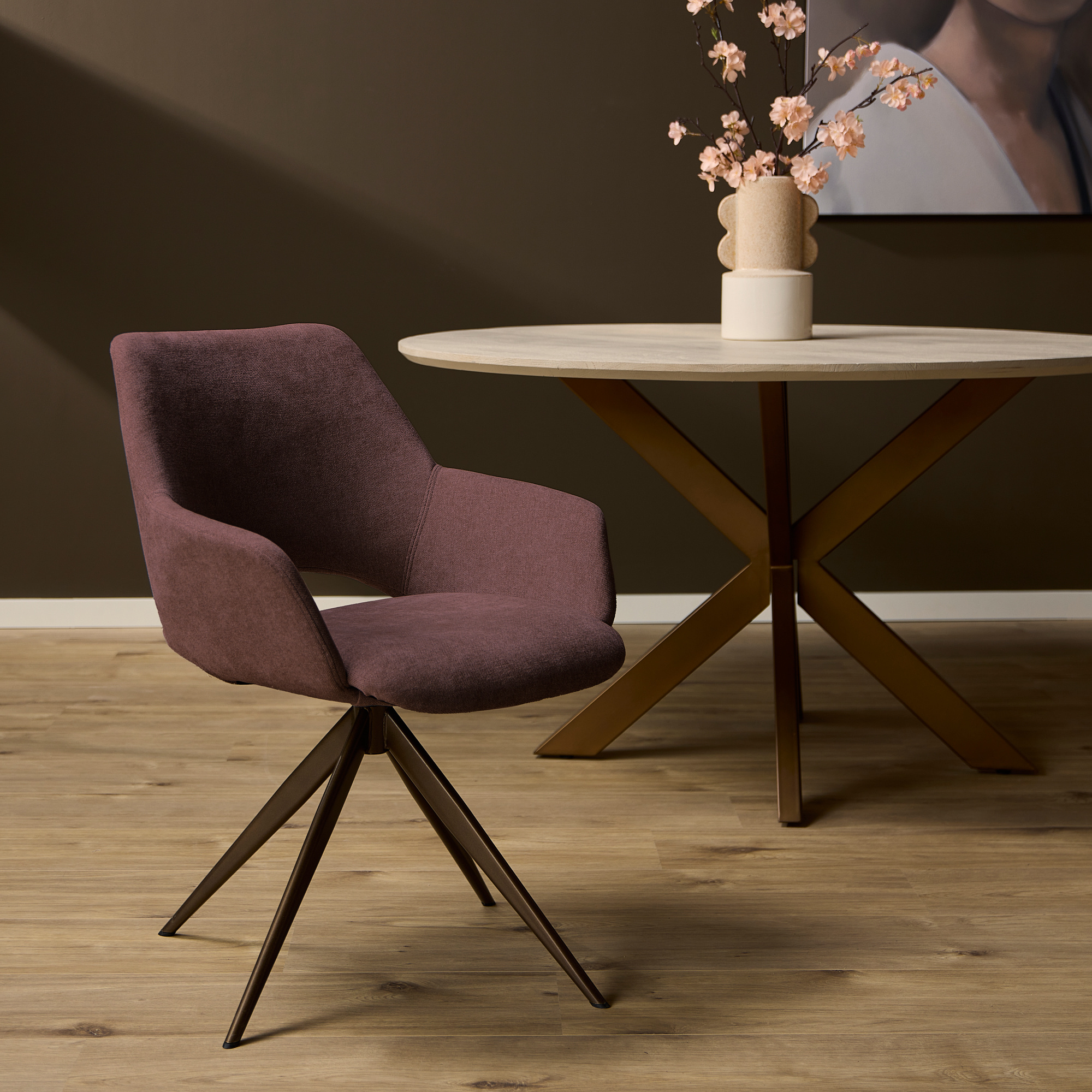 Starfurn - Eetkamerstoel Daisy - Paars - 60x61x82 cm - Set van 2