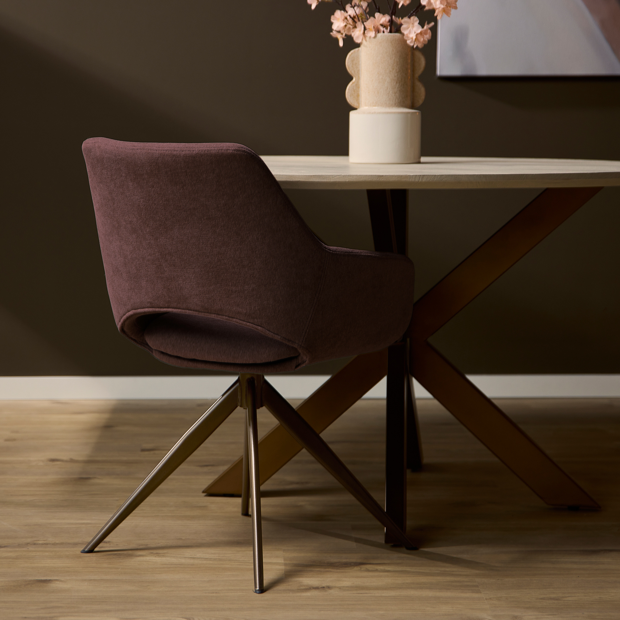 Starfurn - Eetkamerstoel Daisy - Paars - 60x61x82 cm - Set van 2