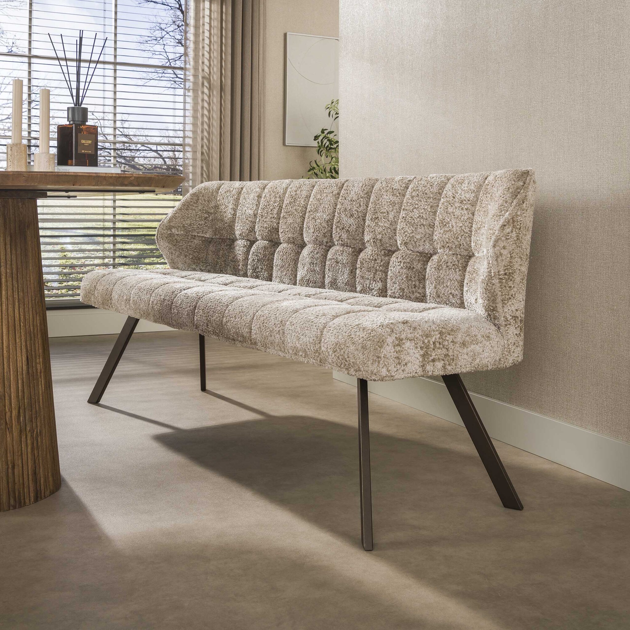 Hoyz Collection - Eetkamerbanken Raster - Beige - 58x180x81 cm