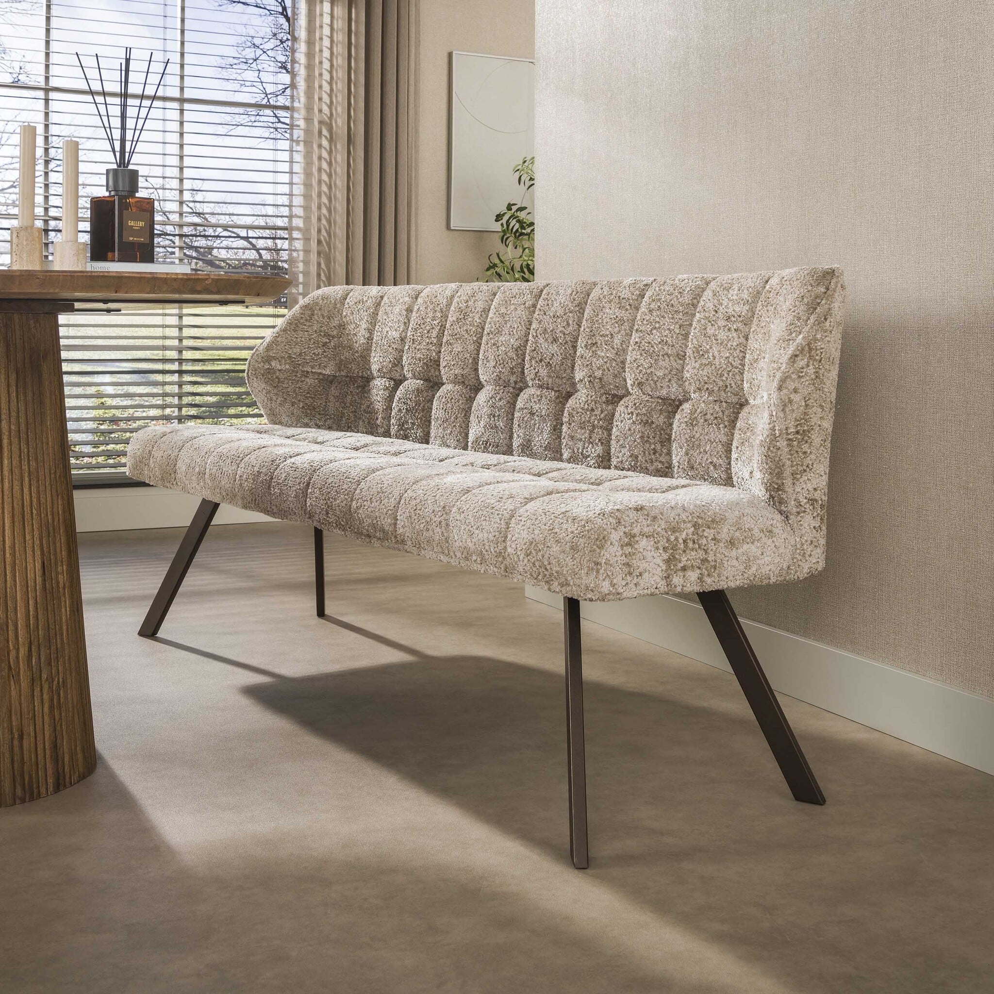 Hoyz Collection - Eetkamerbanken Raster - Beige - 58x180x81 cm