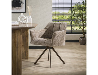 Hoyz Collection - Eetkamerstoel Raster - Bruin - 60x63x81 cm - Set van 2