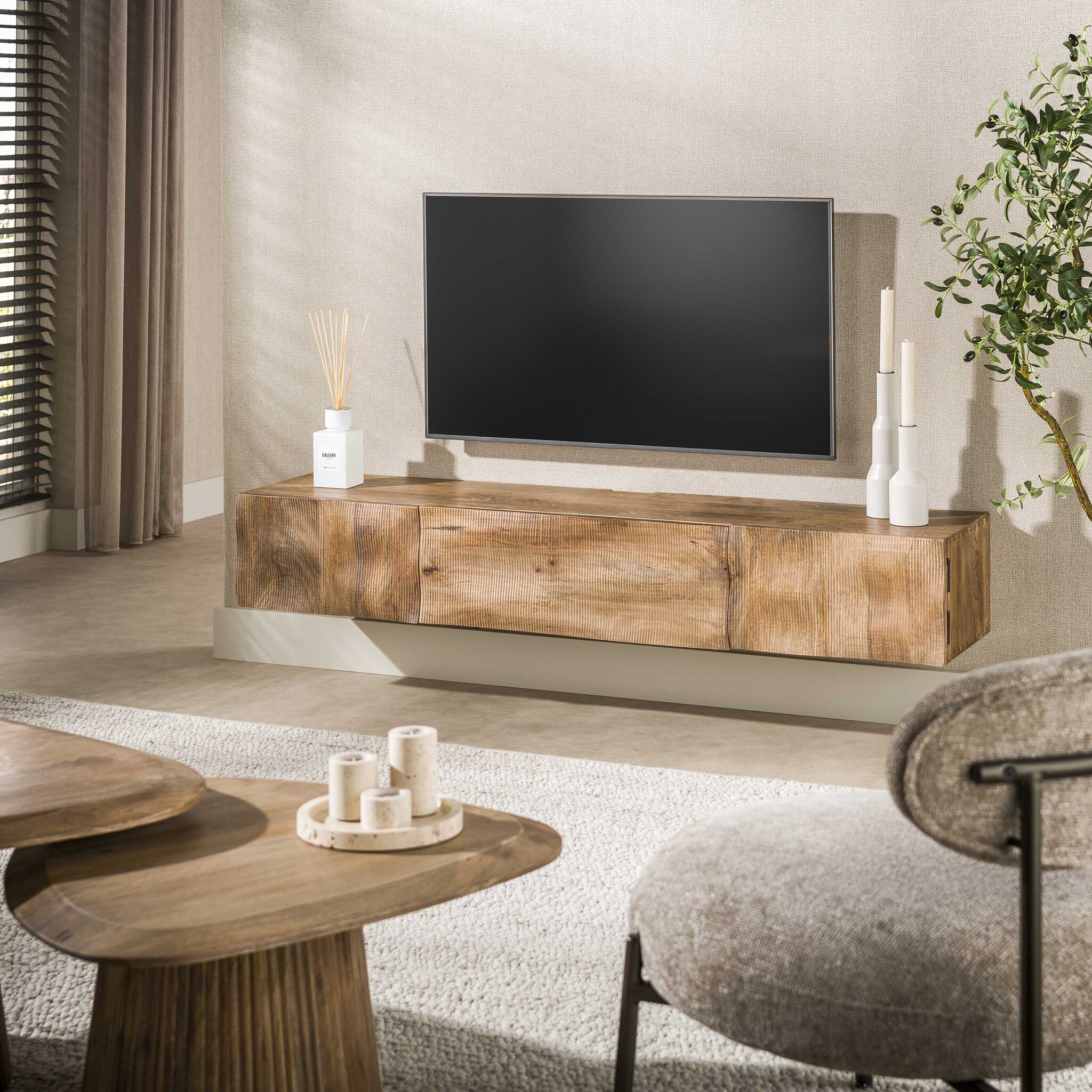 Hoyz Collection - Tv-meubel Hangend Ocean - Beige - 35x160x25 cm