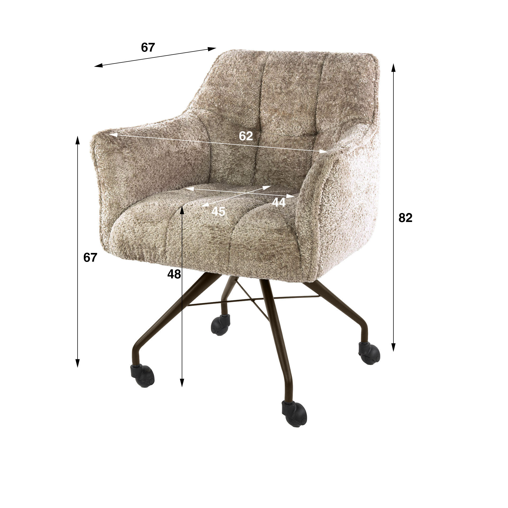 Hoyz Collection - Eetkamerstoel Raster - Beige - 67x62x82 cm - Set van 2