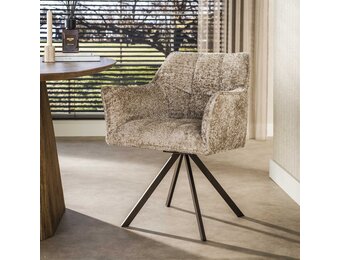 Hoyz Collection - Eetkamerstoel Raster - Beige - 60x63x81 cm - Set van 2