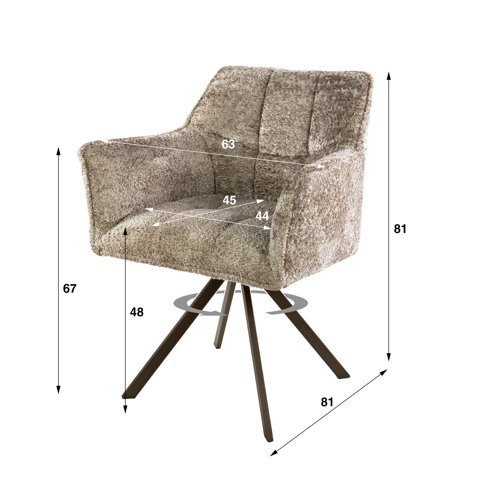 Hoyz Collection - Eetkamerstoel Raster - Beige - 60x63x81 cm - Set van 2