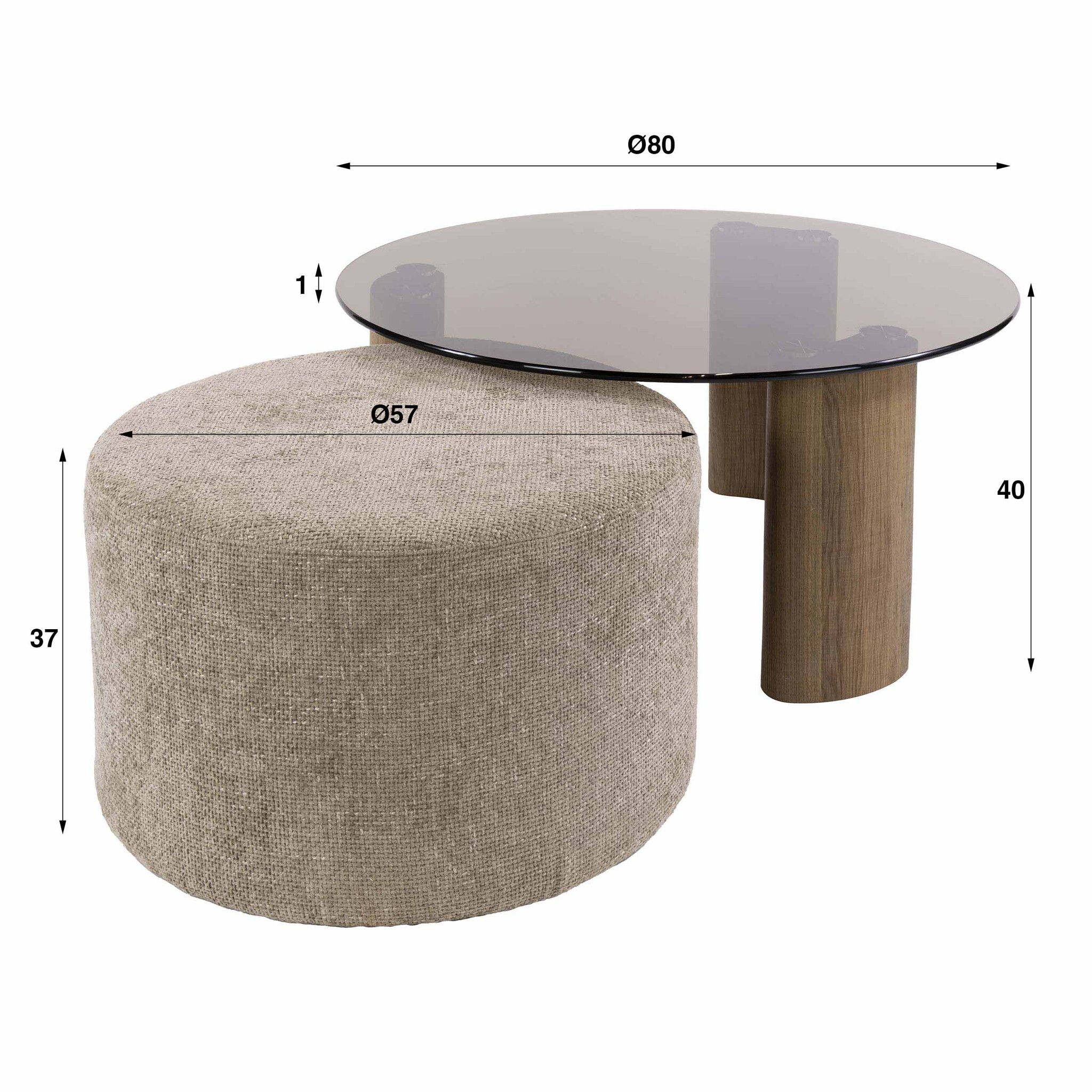 Hoyz Collection - Salontafel Tinto - Bruin - 80x80x40 cm
