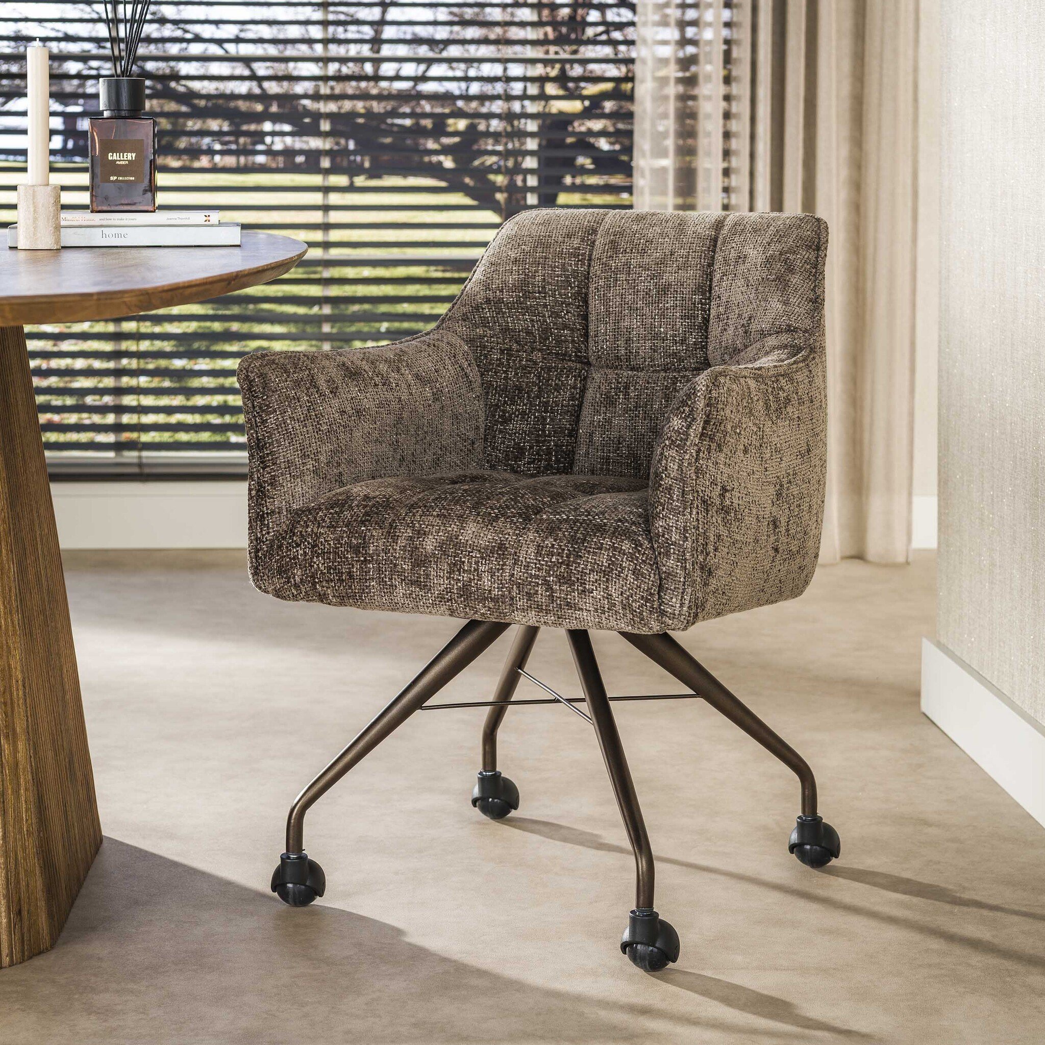 Hoyz Collection - Eetkamerstoel Raster - Taupe - 67x62x82 cm - Set van 2