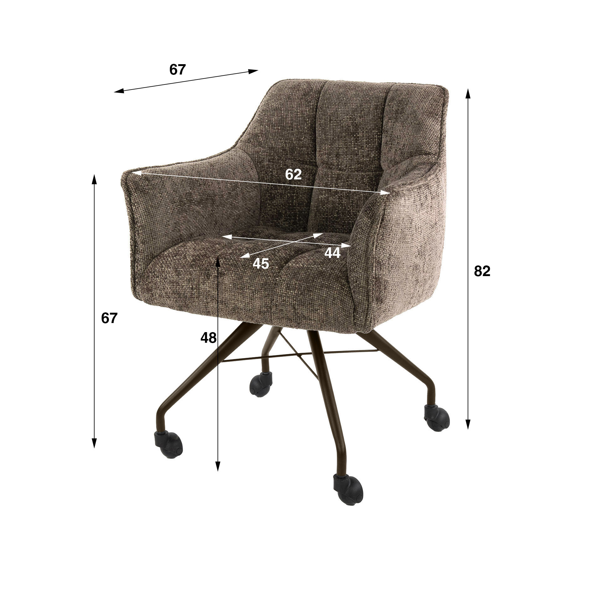 Hoyz Collection - Eetkamerstoel Raster - Taupe - 67x62x82 cm - Set van 2