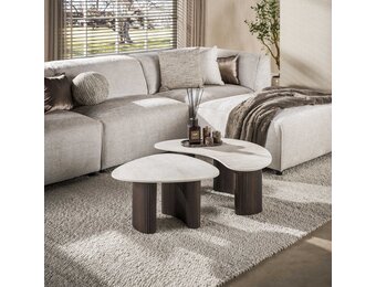 Hoyz Collection - Salontafel Ceramo Organisch - Bruin - 54x88x35 cm
