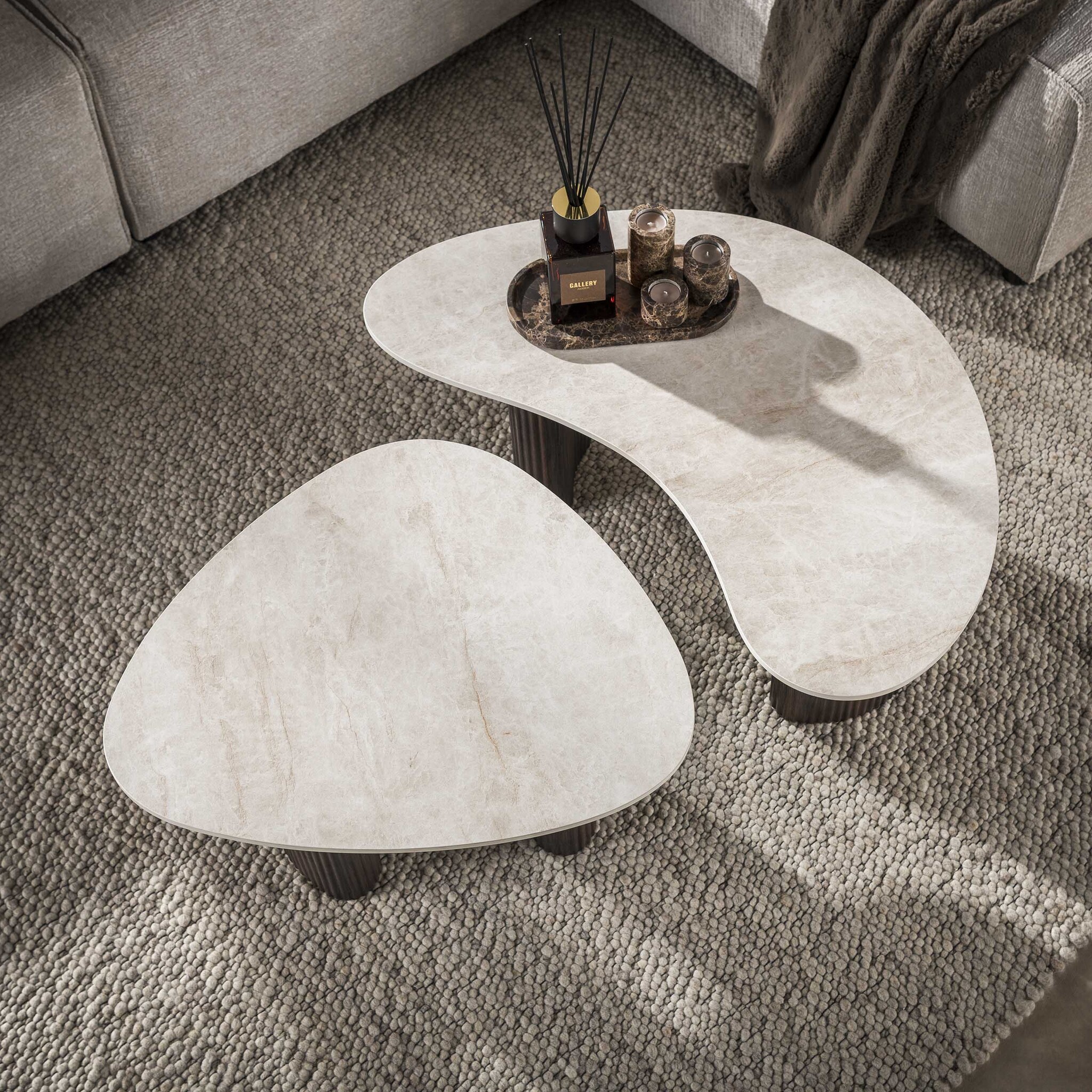 Hoyz Collection - Salontafel Ceramo Organisch - Bruin - 54x88x35 cm