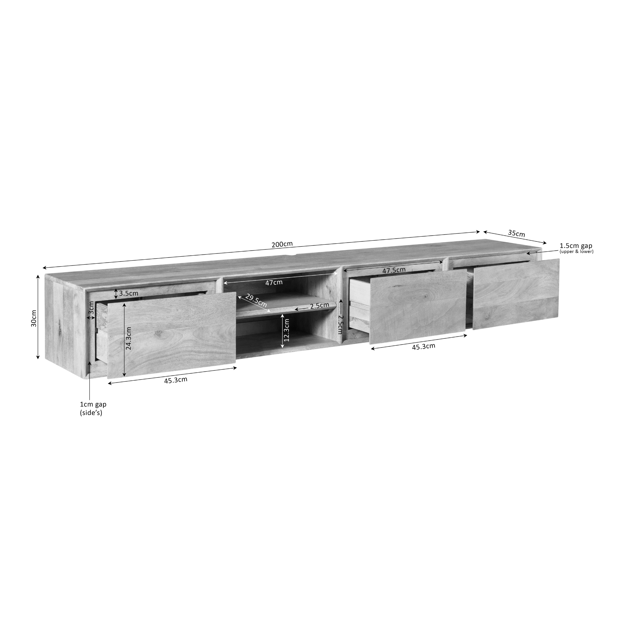 Starfurn - Tv meubel Ambiance - Bruin - 35x200x30 cm
