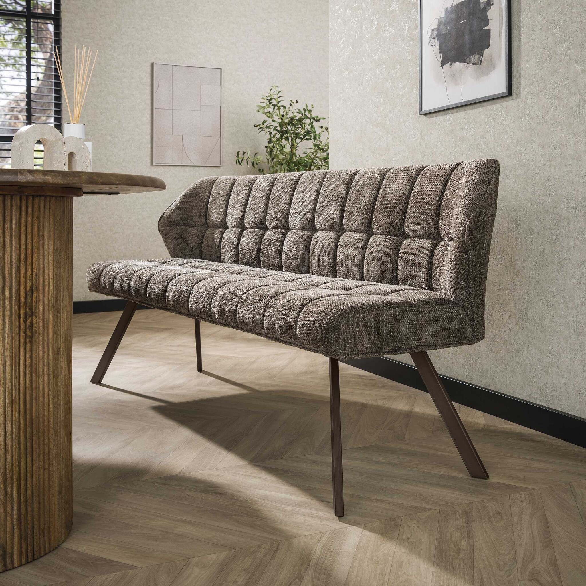Hoyz Collection - Eetkamerbanken Raster - Taupe - 58x180x81 cm