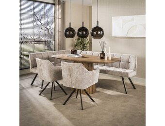 Hoyz Collection - Eetkamerbanken Raster - Beige - 150x230x81 cm