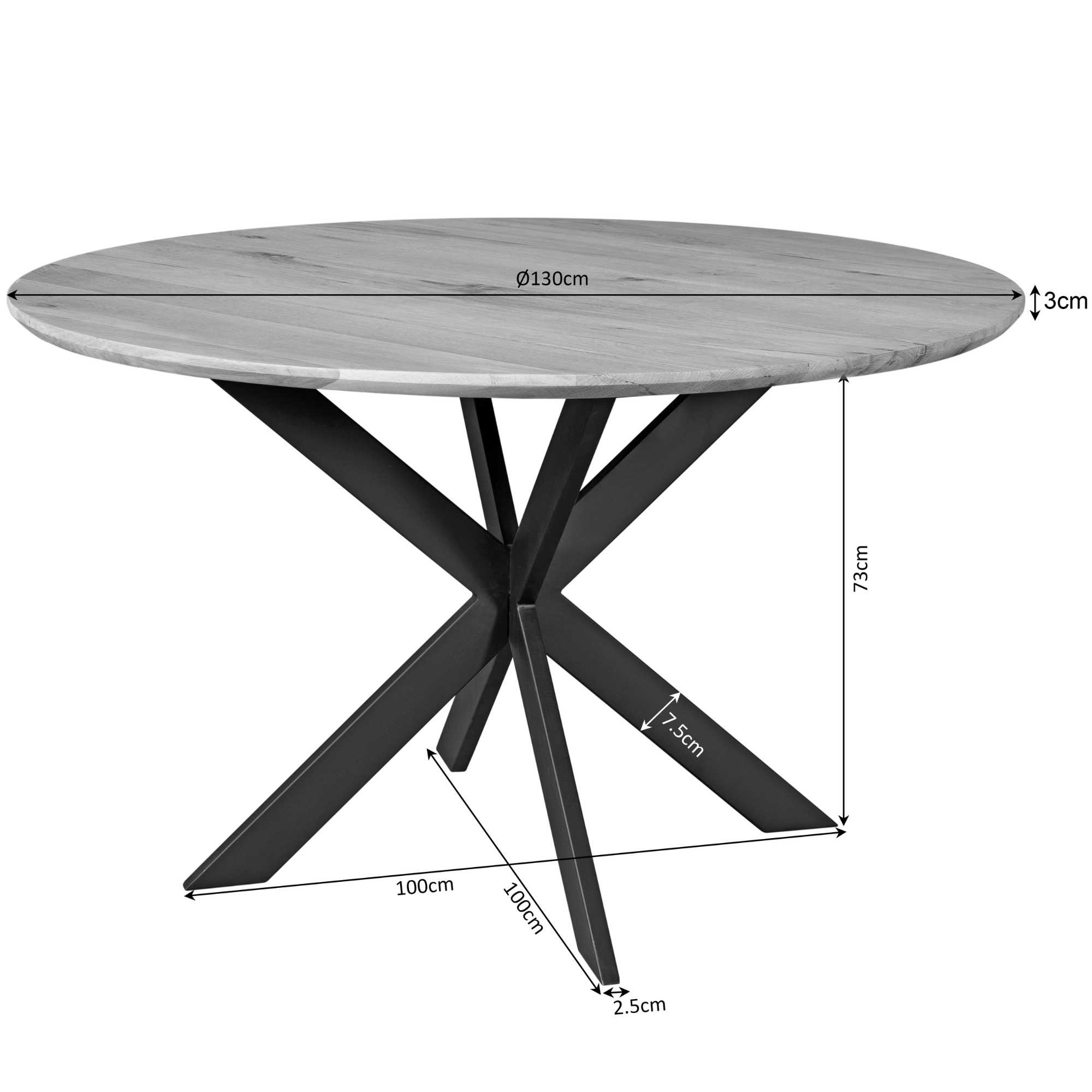 Starfurn - Eettafel Ferris - Bruin - 130x130x76 cm