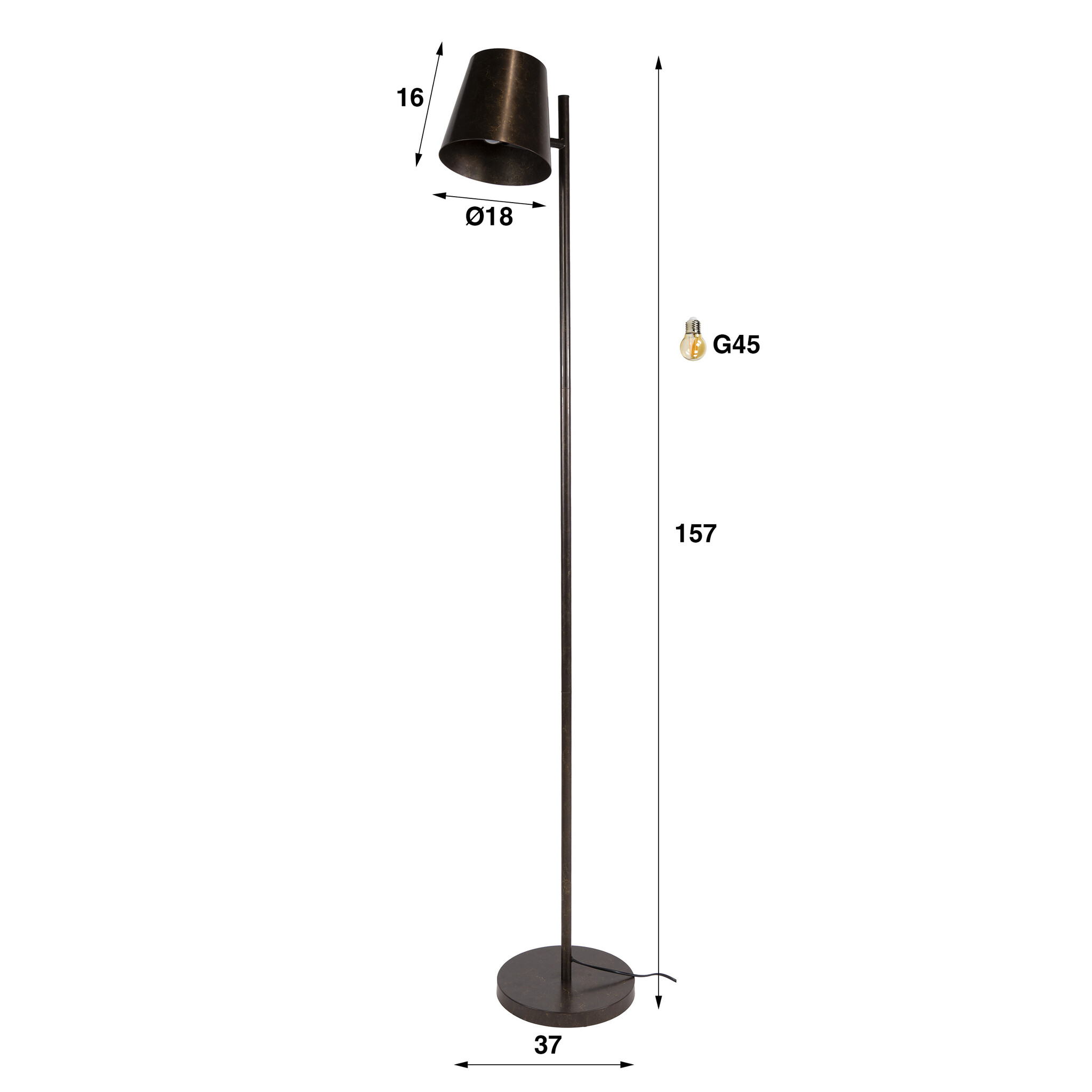 Hoyz Collection - Vloerlamp Flex - Bruin - 18x37x157 cm