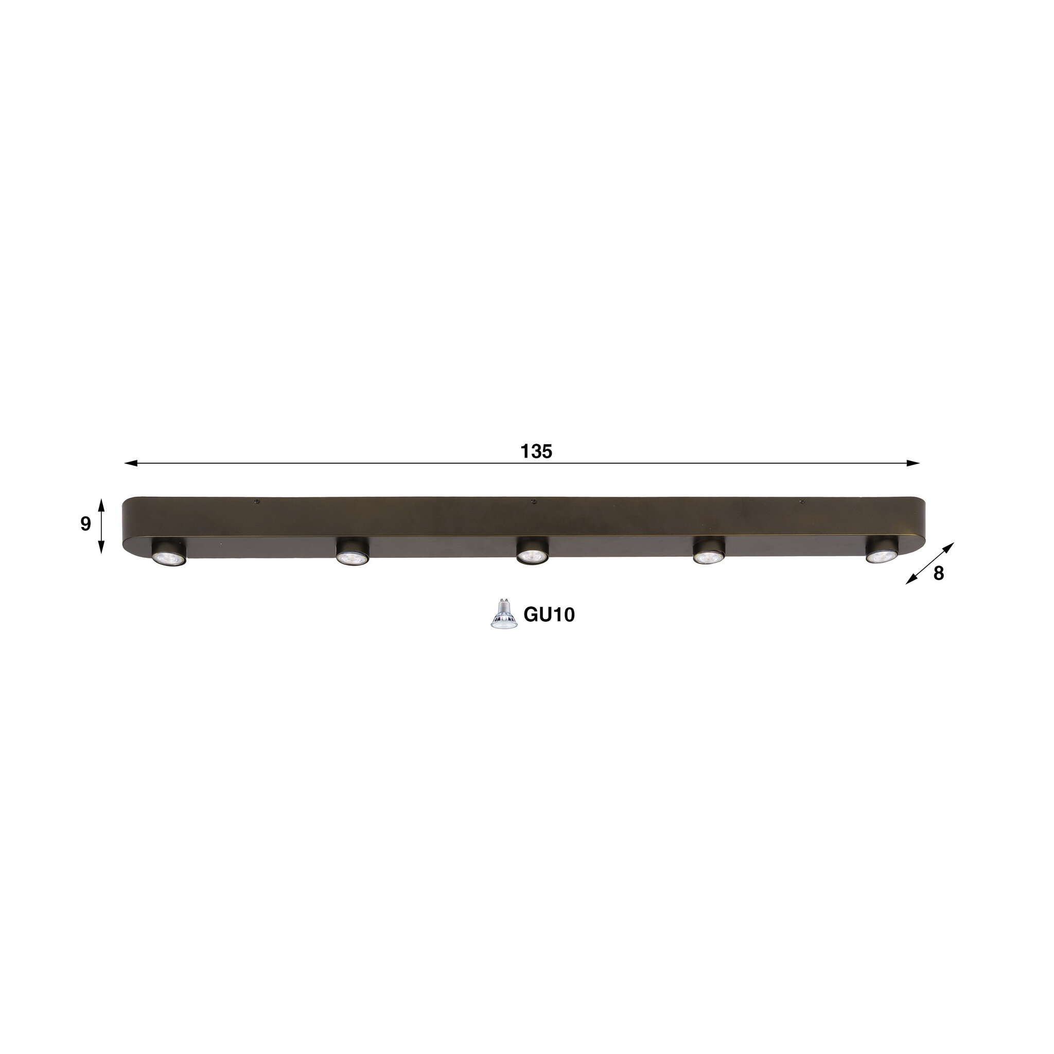 Hoyz Collection - Plafondlamp Bar - Bruin - 8x135x9 cm