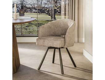 Hoyz Collection - Eetkamerstoel Cross - Beige - 56x58x81 cm - Set van 2