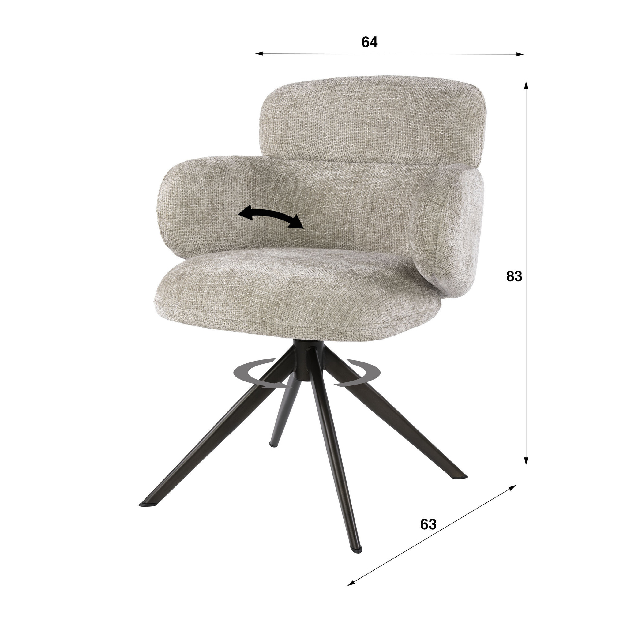 Hoyz Collection - Eetkamerstoel Flex - Beige - 63x64x83 cm - Set van 2