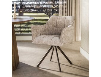 Hoyz Collection - Eetkamerstoel Raster - Beige - 60x63x81 cm - Set van 2
