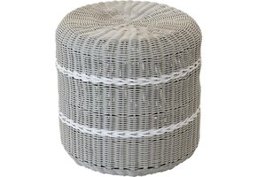 Lesli Living - Poef Saigon - Grijs - Ø41x40cm