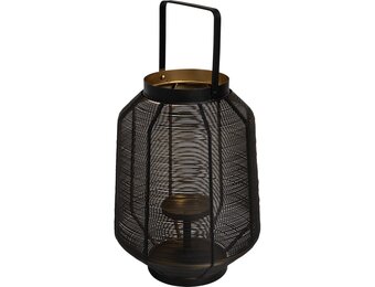 Lesli Living - Lantaarn Fenna - Zwart - Ø25x32cm