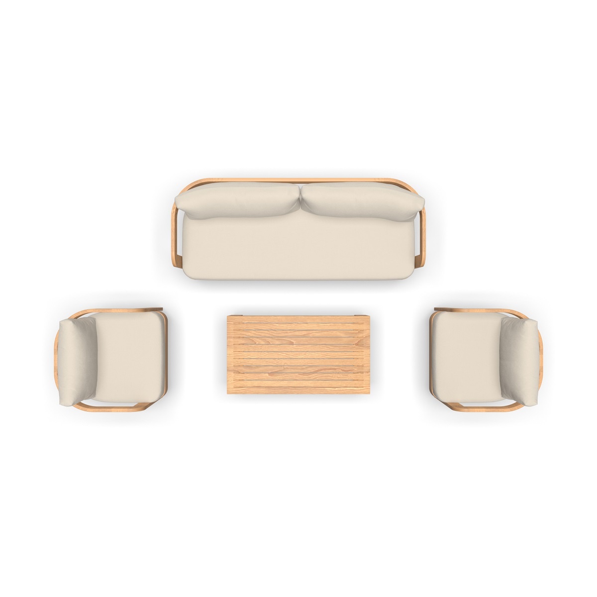 Lesli Living - Loungebank Mylo - Beige - 185x72,5x66cm