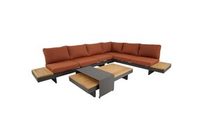 Lesli Living - Loungebank Barbados - Rood - 245x71x70cm