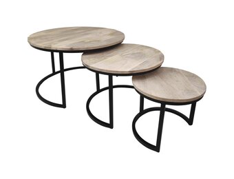 Lesli Living - Sidetable Jayden - Zwart - A Ø75x45cm