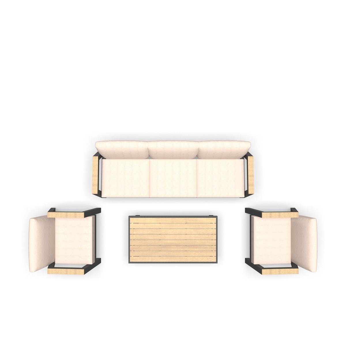Lesli Living - Loungebank Manu - Antraciet - 207x81x75cm