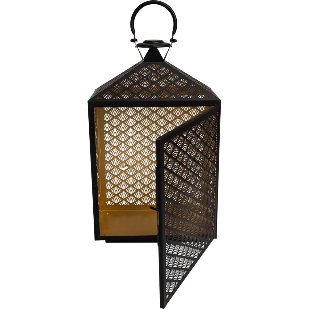 Lesli Living - Lantaarn Kira - Zwart - 30x16x50cm