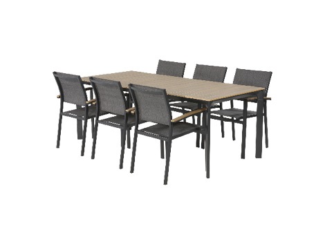 Lesli Living - Tuintafel Arezzo - Zwart - 200x90x74cm