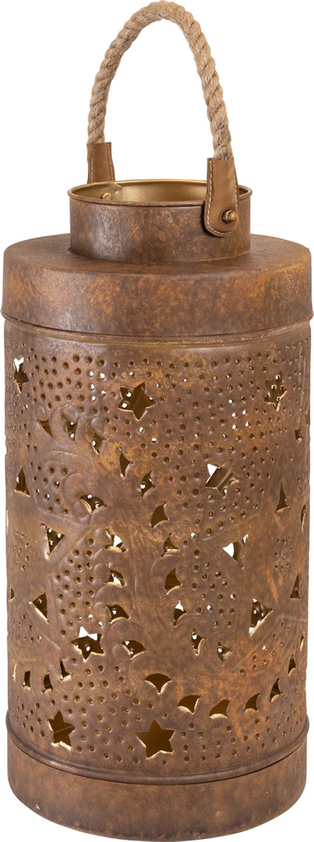 Lesli Living - Lantaarn Wave - Zwart - Ø42x20cm