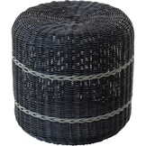 Lesli Living - Poef Saigon - Zwart - Ø41x40cm