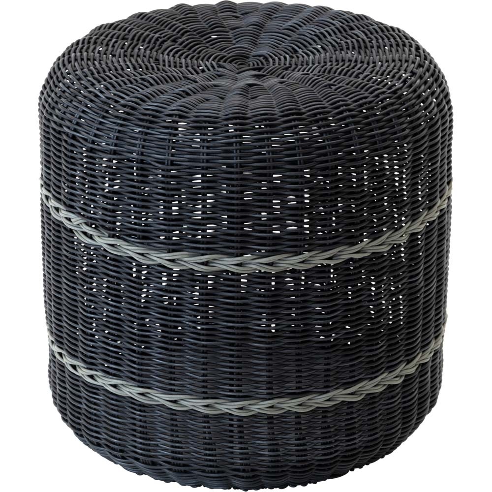 Lesli Living - Poef Saigon - Zwart - Ø41x40cm