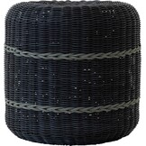 Lesli Living - Poef Saigon - Zwart - Ø41x40cm