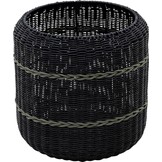 Lesli Living - Poef Saigon - Zwart - Ø41x40cm