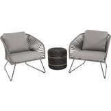 Lesli Living - Poef Saigon - Zwart - Ø41x40cm