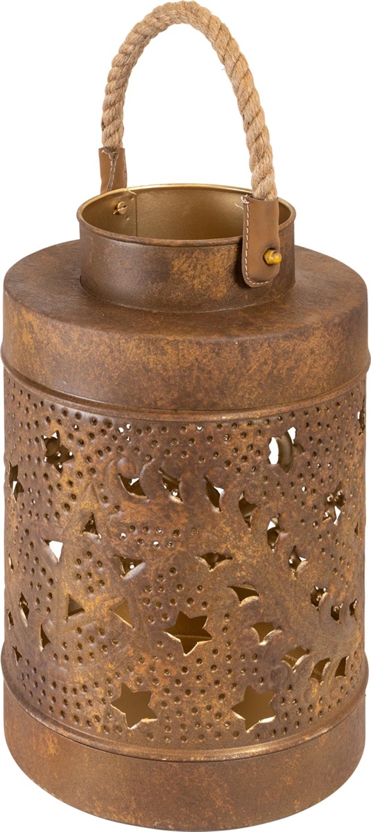 Lesli Living - Lantaarn Wave - Zwart - Ø32x20cm