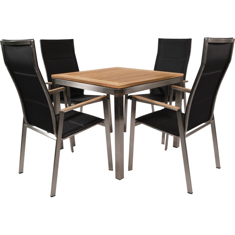 Lesli Living - Bistrostoel hoge - Zwart - 59x66x109cm - Set van 4