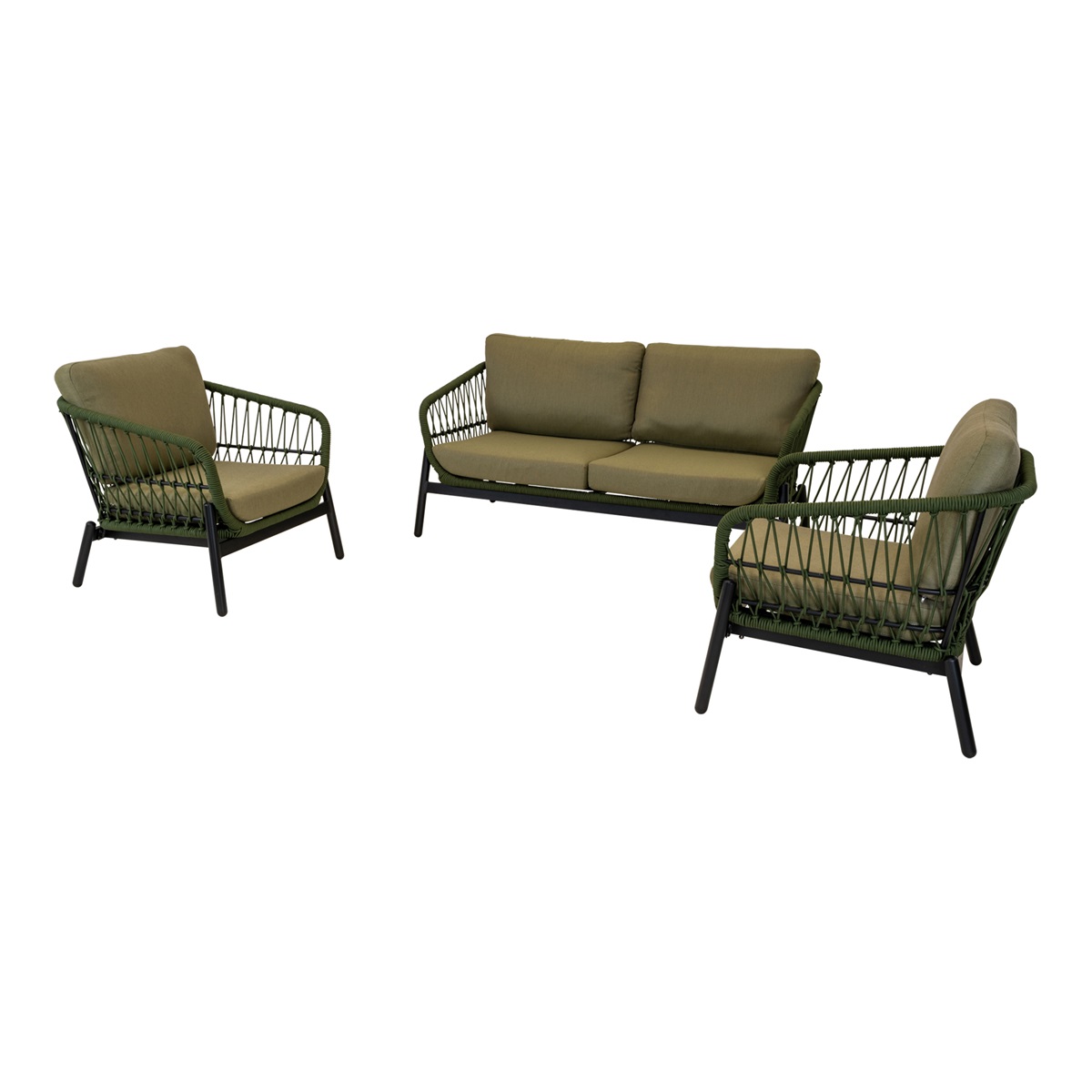 Lesli Living - Loungebank Zavi - Groen - 163,5x83x72,5cm