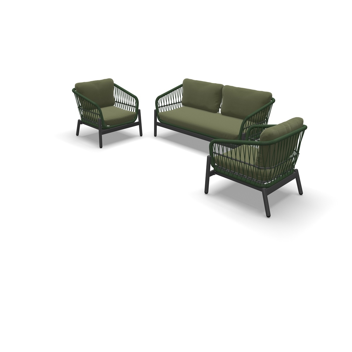 Lesli Living - Loungebank Zavi - Groen - 163,5x83x72,5cm