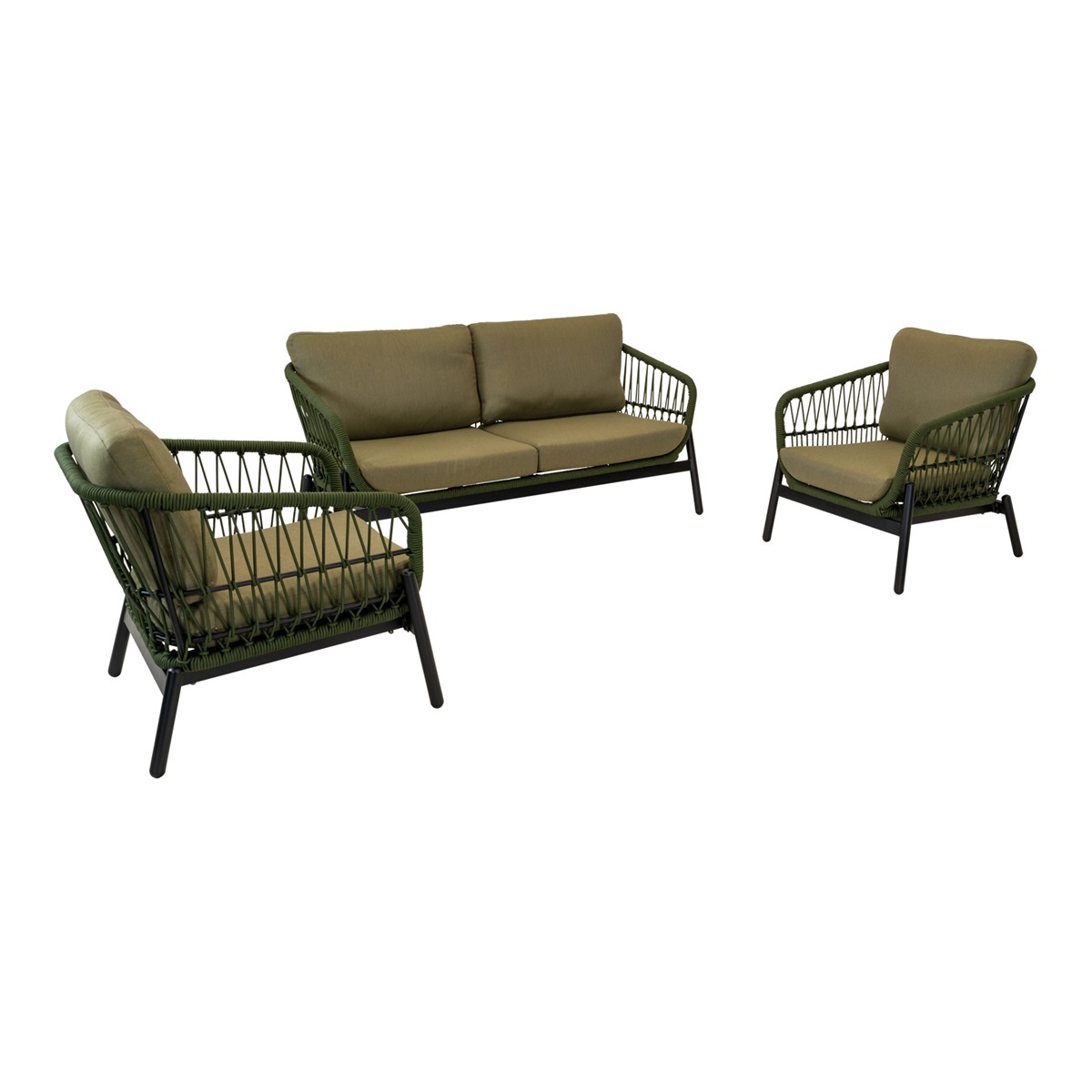 Lesli Living - Loungebank Zavi - Groen - 163,5x83x72,5cm